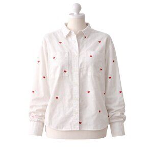 78 & Sunny Women White Cotton Heart Print Tie Front Shirt – Size M